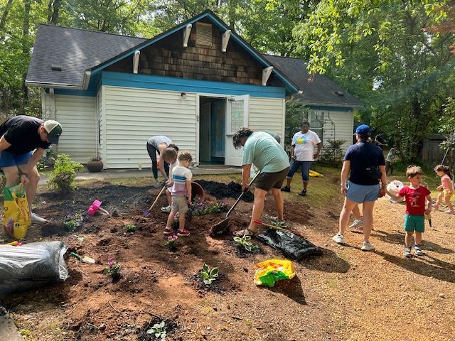 Children working in the garden