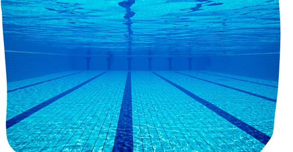 A picture of a swimming pool underwater on a white background.