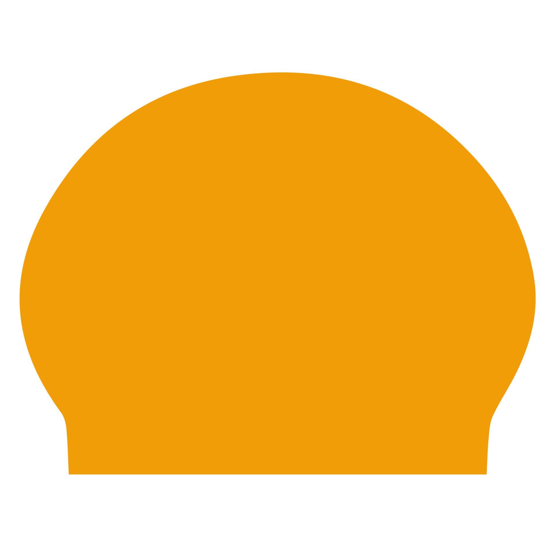 A yellow circle on a white background is a swimming cap.