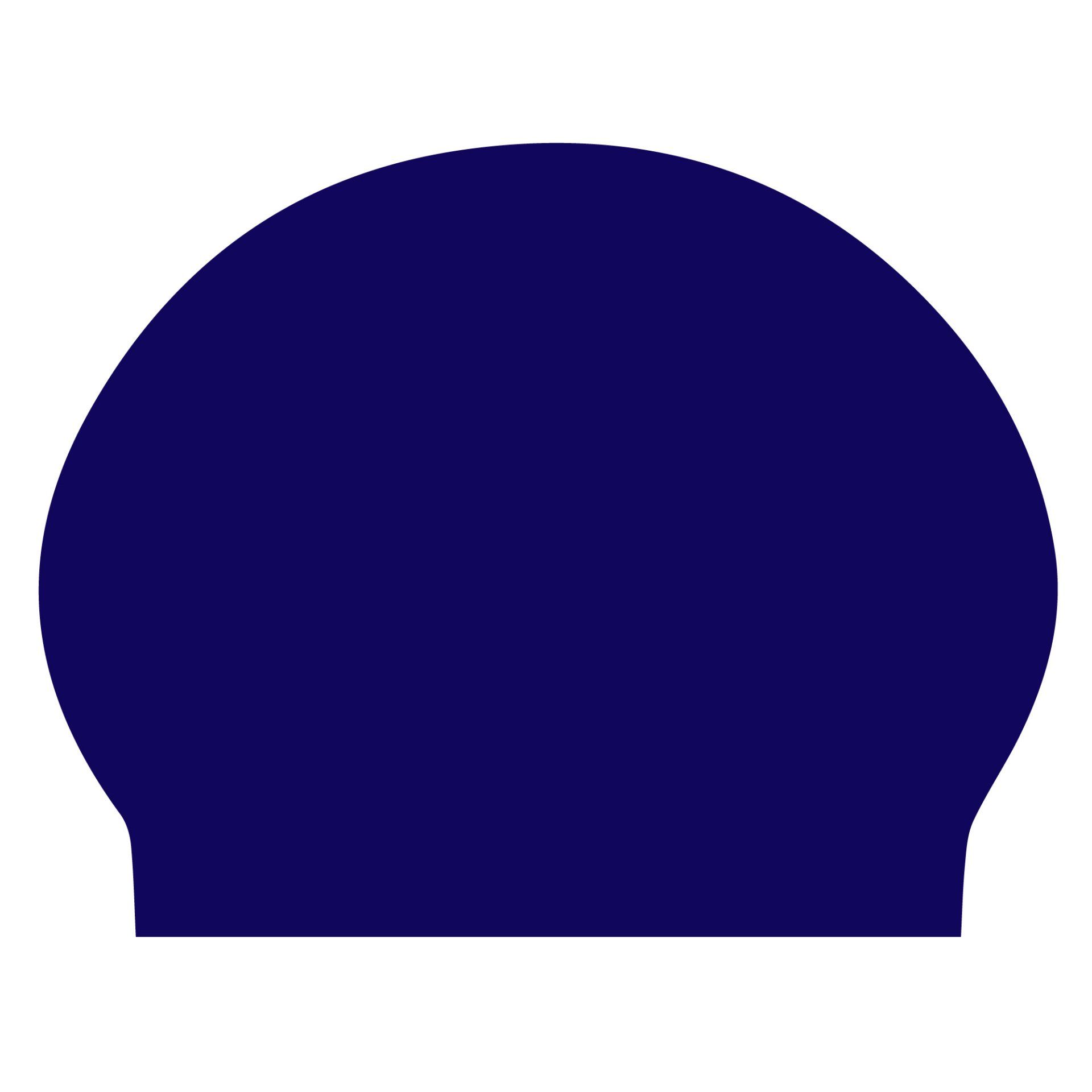 A blue swimming cap is shown on a white background.