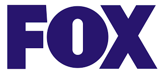 A blue fox logo on a white background
