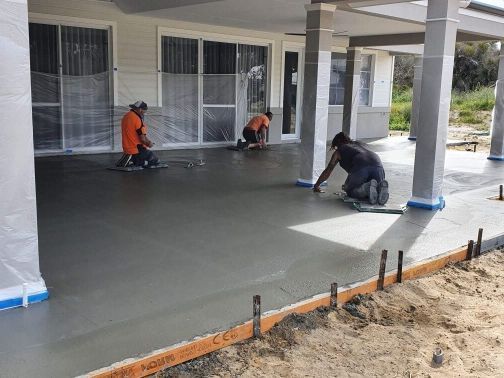 Concrete slab job being finished up by a professional concreter in Launceston, TAS