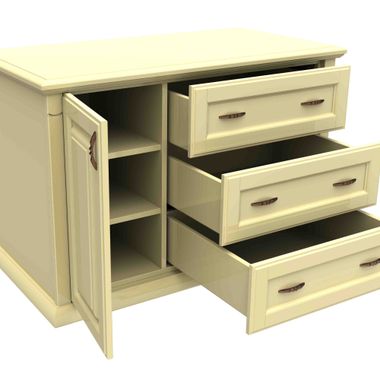 white wooden cabinet with three drawers 