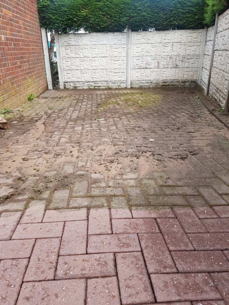 half clean brick driveway