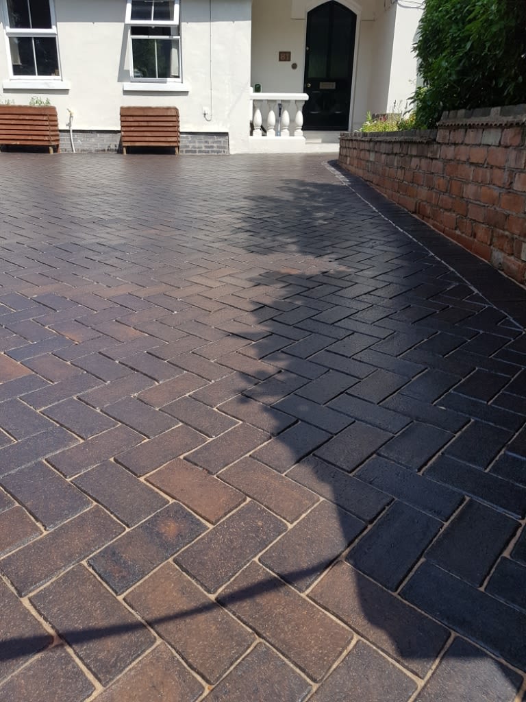 soaked brick driveway