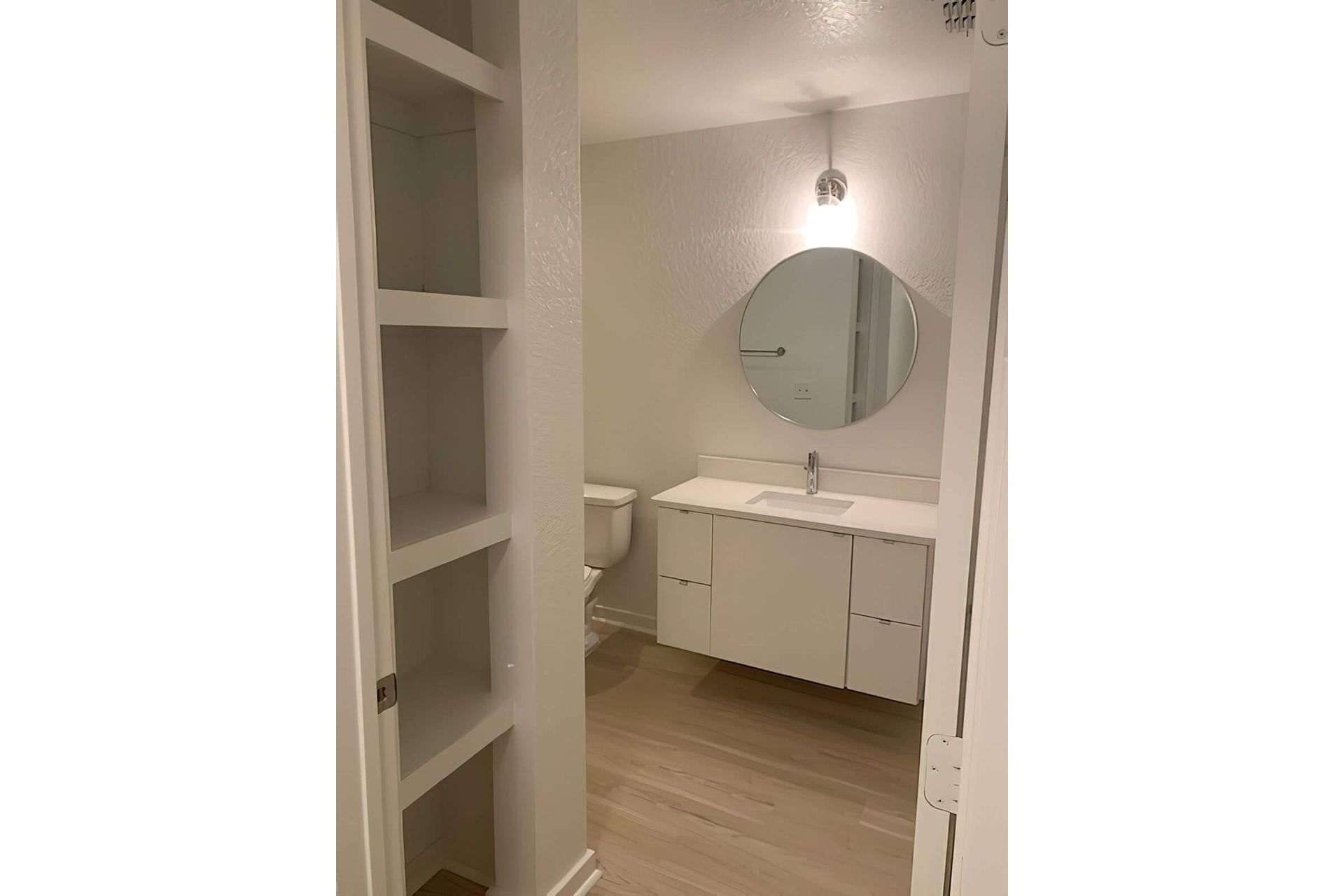 Closet in bathroom at Surfside Apartments in Jacksonville Beach, Fl.