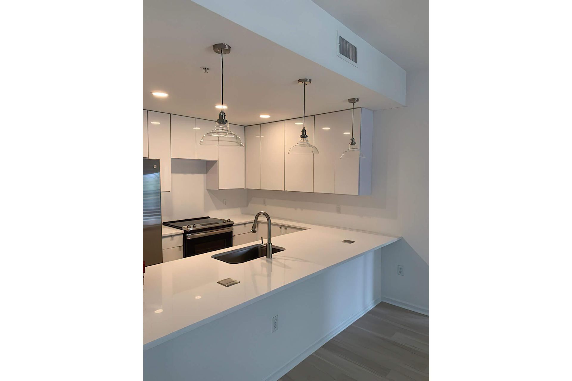 Kitchen in a two-bedroom apartment at Surfside Apartments in Jacksonville Beach, Fl.
