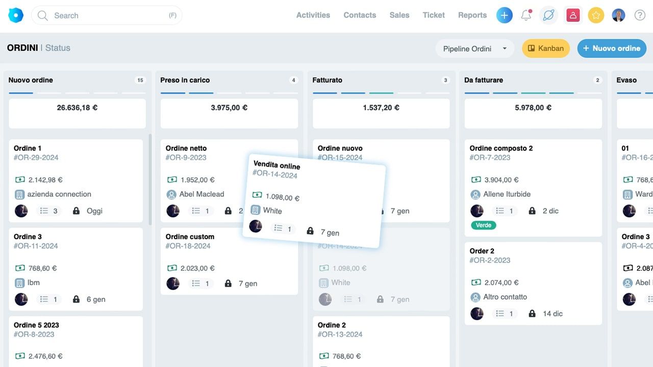 confronto dashboard ordini crm