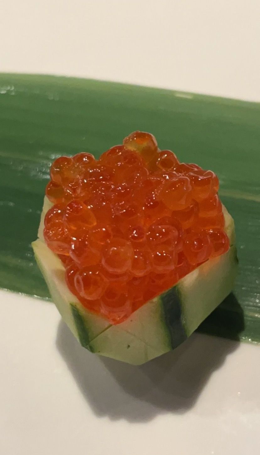 A slice of cucumber with red caviar on top | Cherry Hill, NJ | Mikado