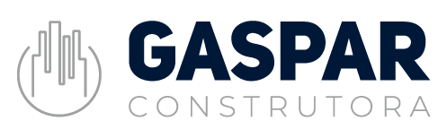 Um logotipo da gaspar construtora é mostrado em um fundo branco.