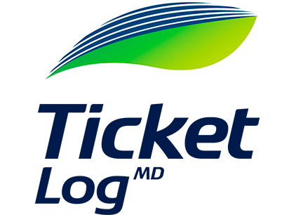 Um logotipo azul e verde para o registro de tickets md