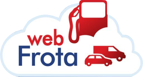 Um logotipo para uma empresa chamada web frota com uma bomba de gasolina e um carro.