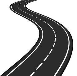 A curvy road with white lines on a white background