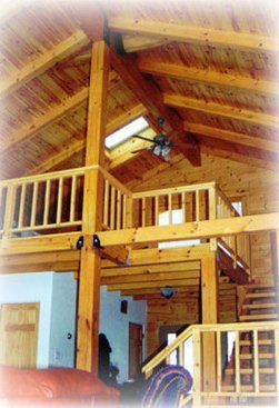 Commercial Remodeling — Contemporary Custom Log Home With Stairs Front View in Haven, PA