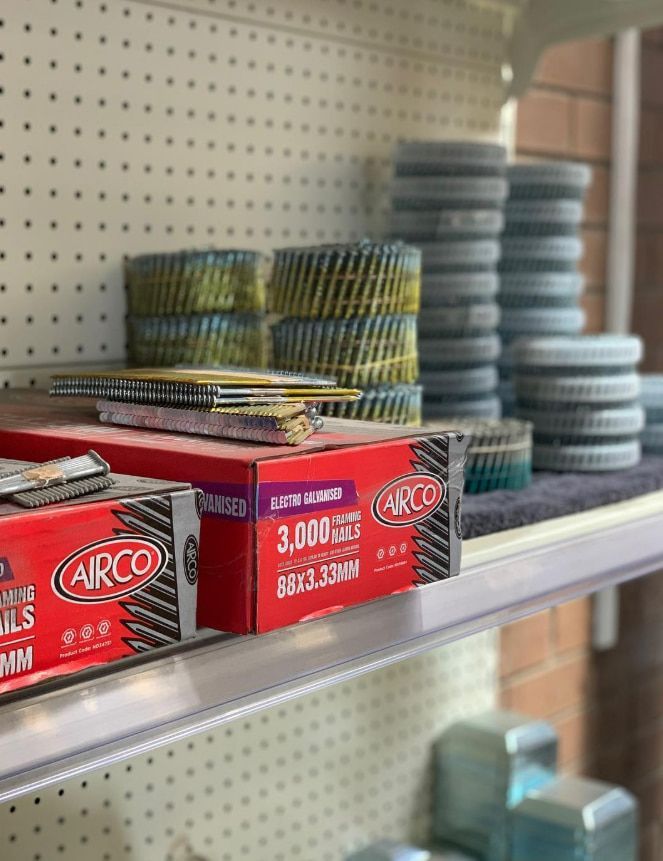 Shelves With Stacks of Nails and Other Hardware Supplies in a Store — Trade Fencing Supplies in Moolap, VIC