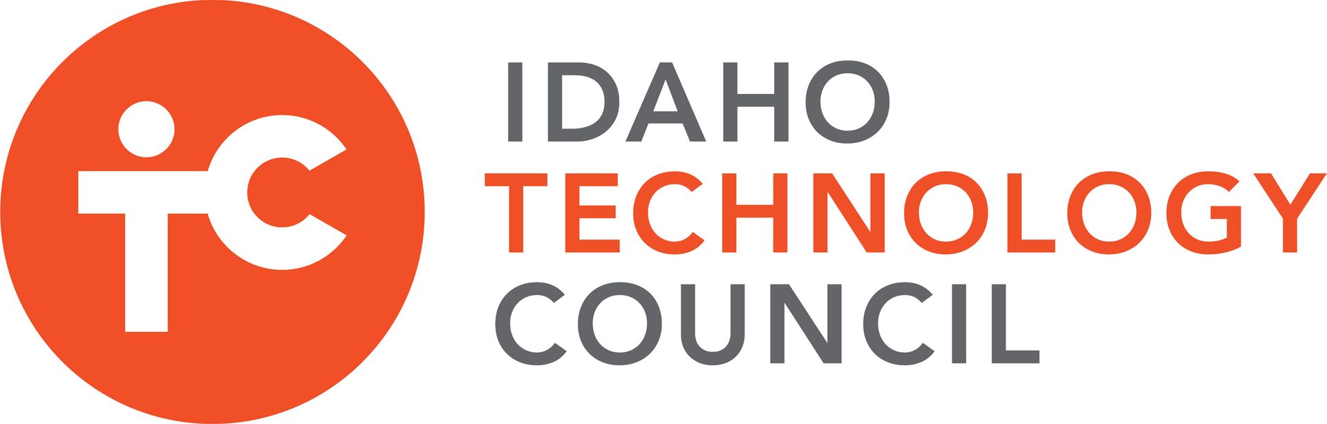 The logo for the idaho technology council is red and white.