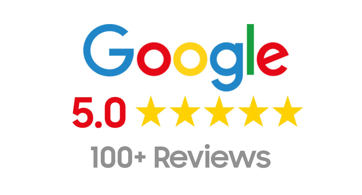 A graphic showing that we have over 100+ google reviews.