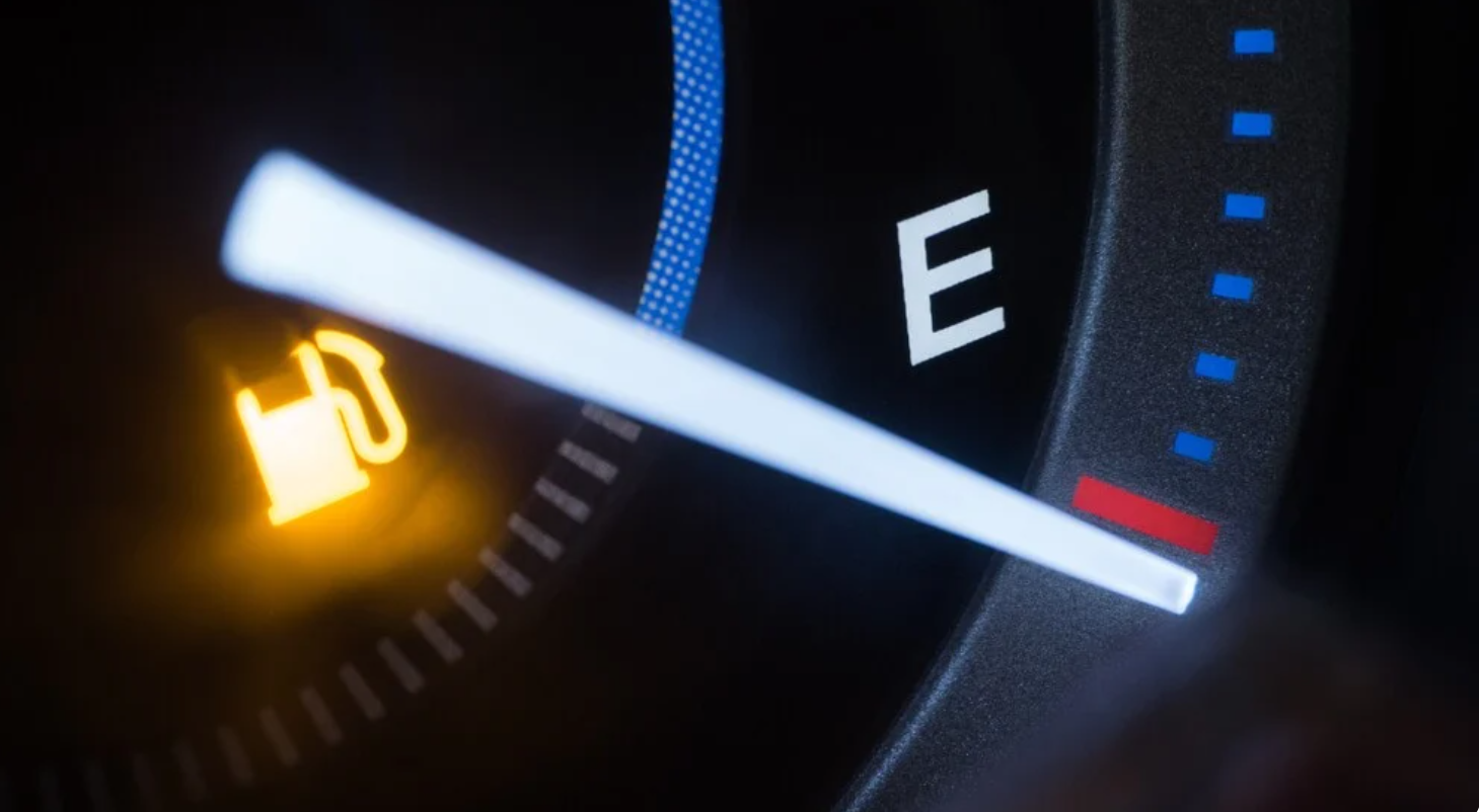 A fuel gauge showing empty needing fuel to be delivered.