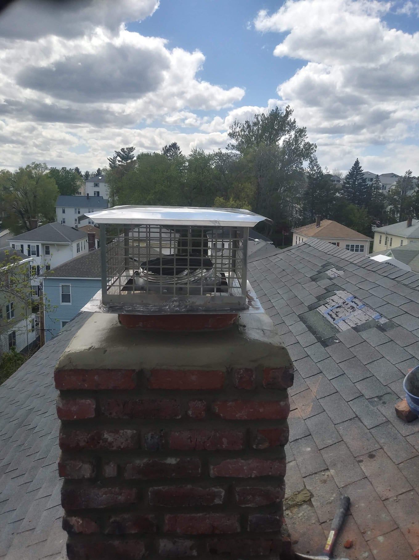 new chimney crown and chimney cap in Winchester, MA