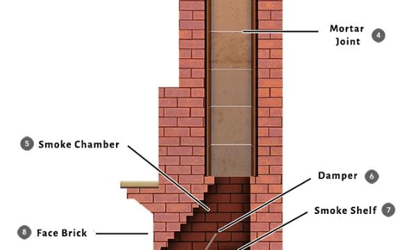 diagram of the inside of a chimney and its different parts