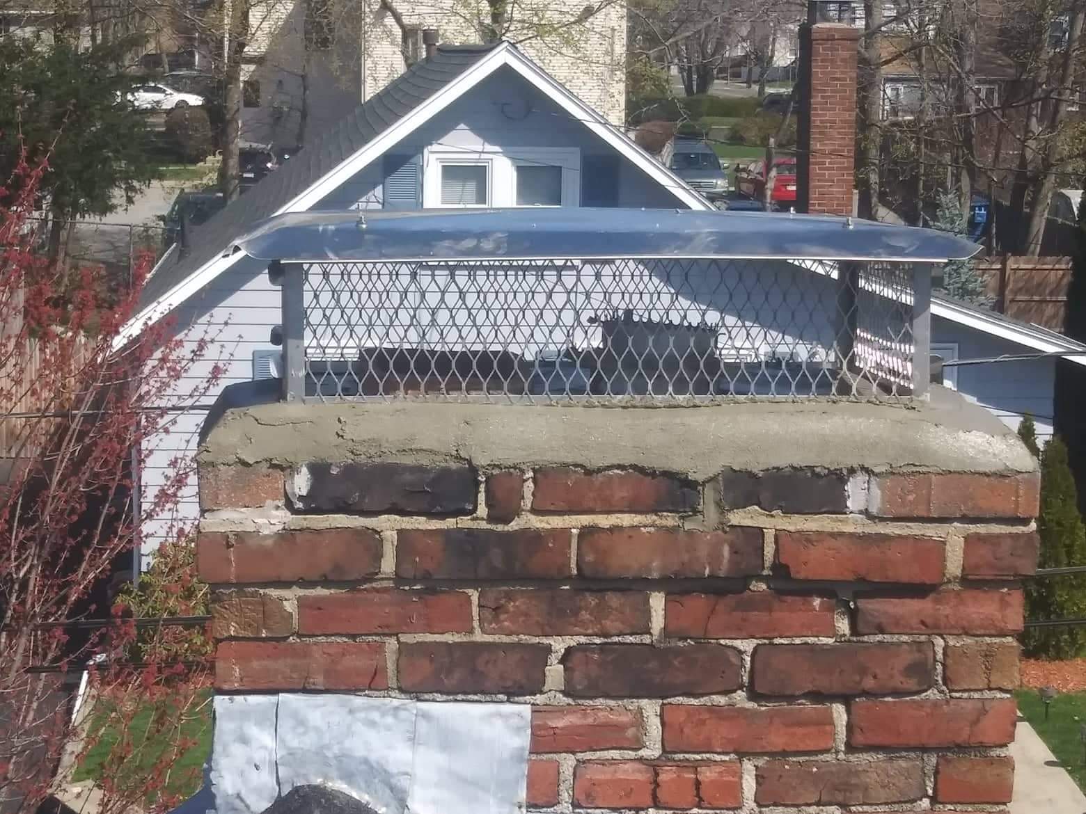 aluminum chimney cap installation in newton massachusetts