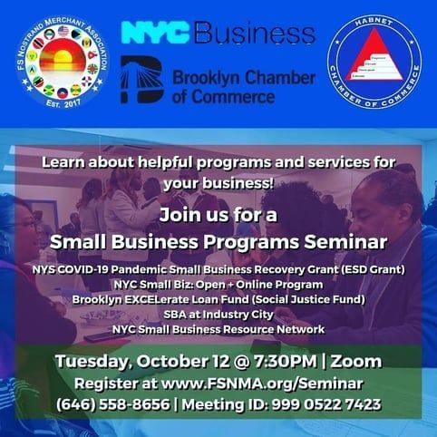 An advertisement for a small business programs seminar