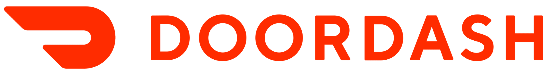 a red and white logo for doordash on a white background