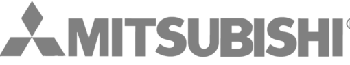 Mitsubishi logo, gray text with three connected diamond shapes on the left.