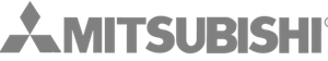 Mitsubishi logo, gray text with three connected diamond shapes on the left.