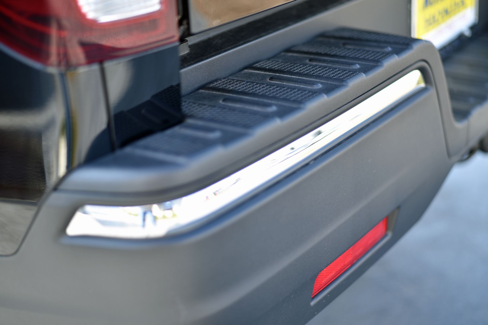 A close-up of a truck bumper.