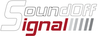 A logo for a company called sound off signal