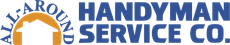 Logo for All-Around Handyman Service Co. featuring a white house silhouette inside an orange circle with blue text.