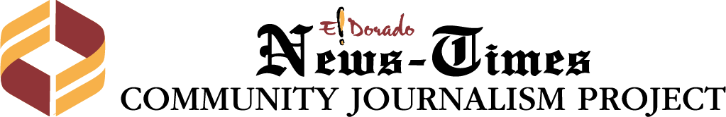 Logo of the News-Times Community Journalism Project.  It features a burgundy and yellow geometric design, and the name in a stylized font.
