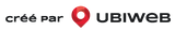 Un logo pour ubiweb avec une épingle rouge sur fond blanc.