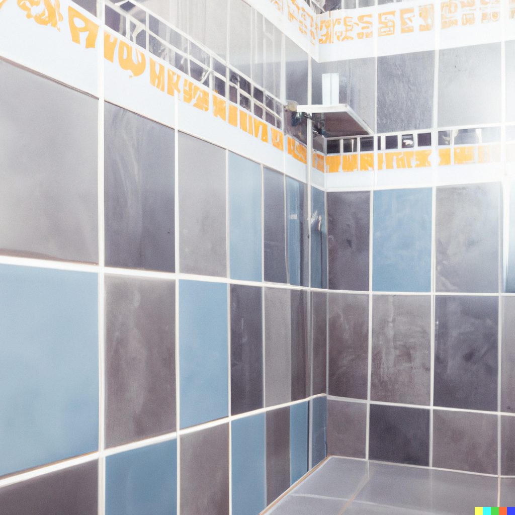 picture of bathroom tiles that are mixed and matched