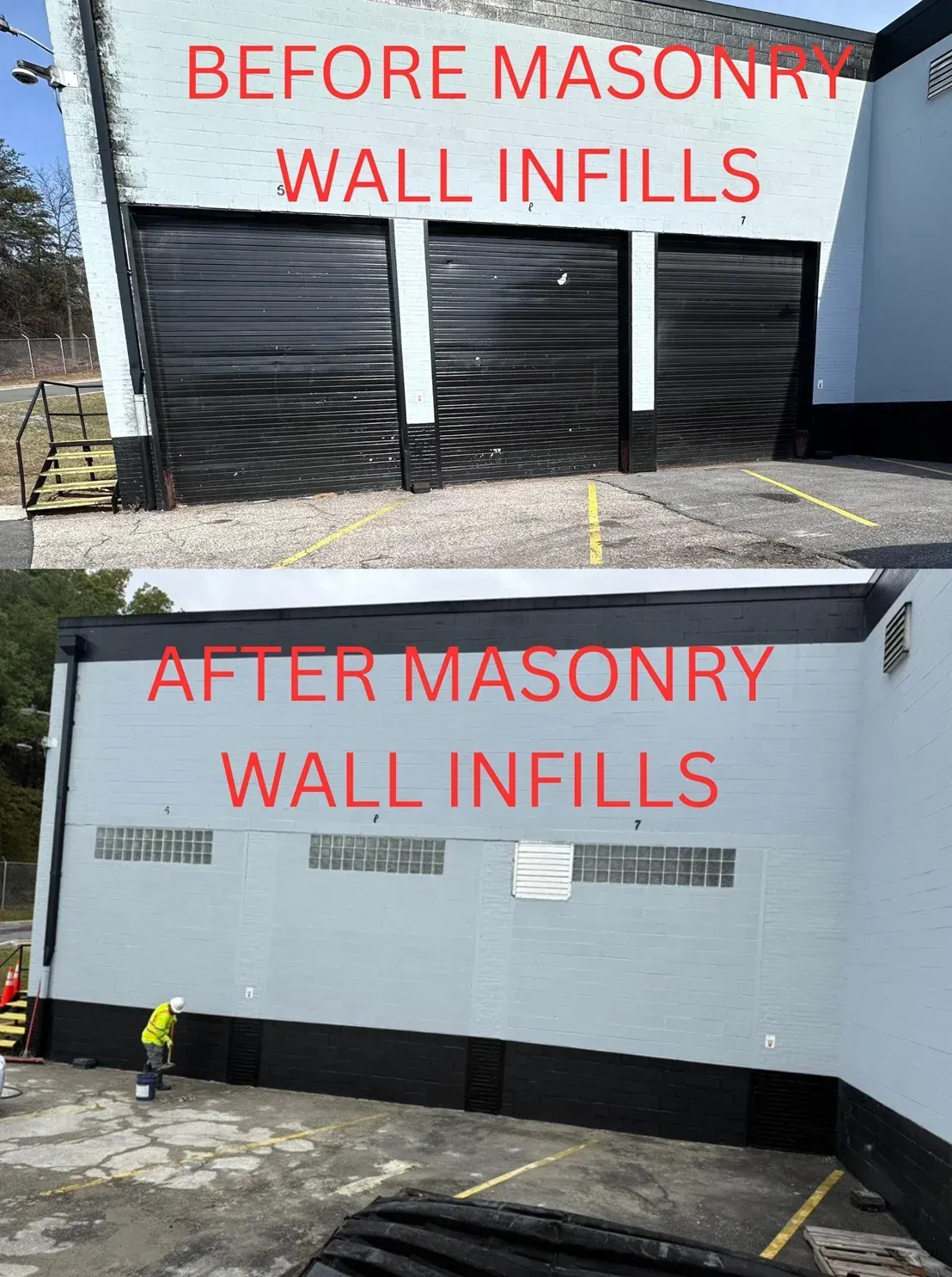 BEFORE AFTER MASONRY WALL INFILLS