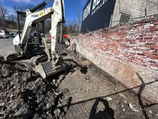 Commercial concrete restoration and repair of a foundation.