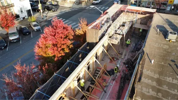 Aerial view of a commercial concrete restoration project.