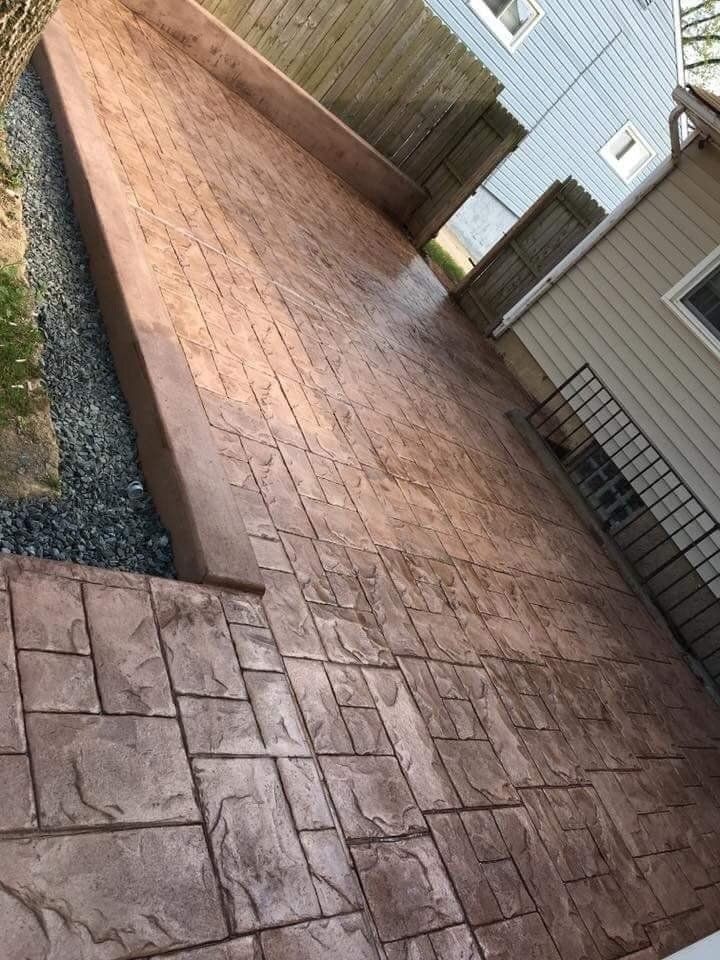 tetris pattterned stamped concrete