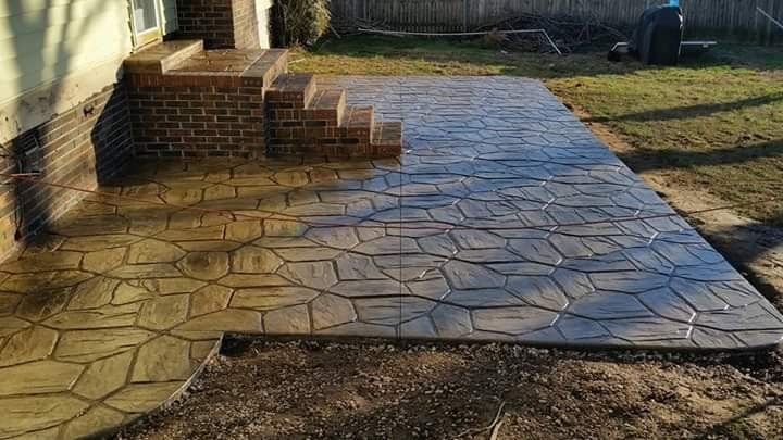 glossy stamped concrete design