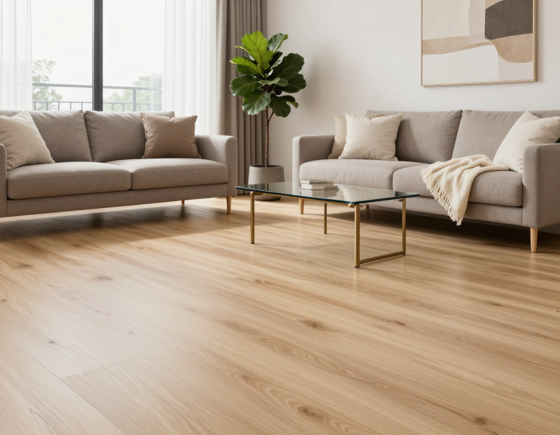 Piso laminado instalado en interior moderno