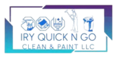 Logo for IRY Quick N Go Clean & Paint LLC with cleaning and painting icons in a rectangle with gradient.