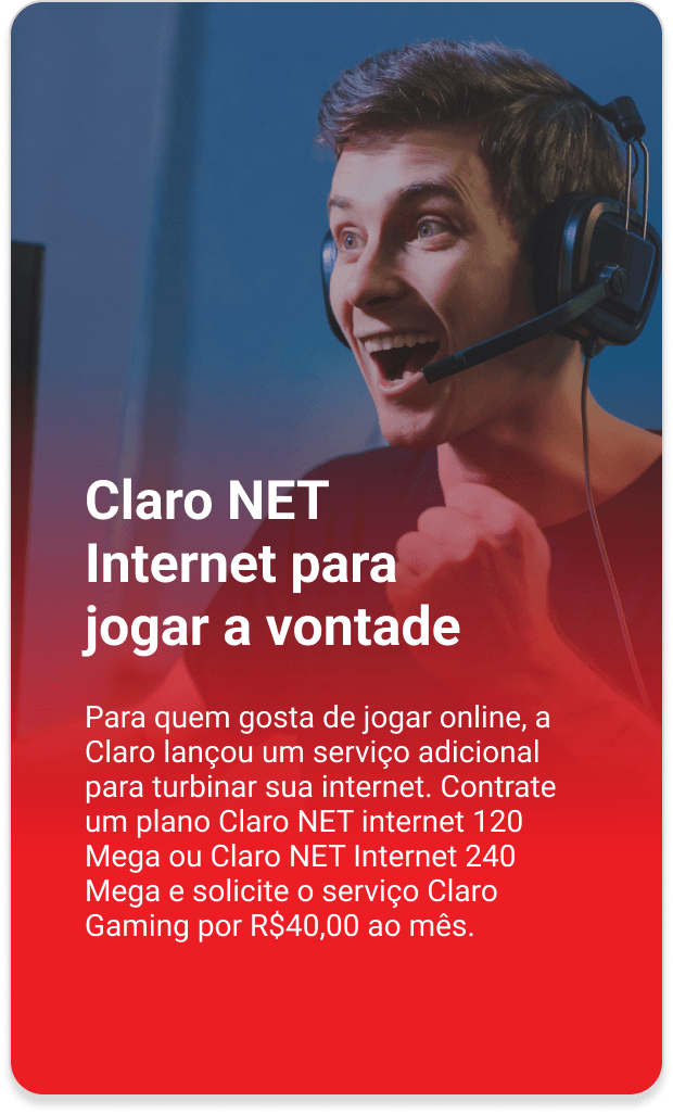 imagem com informações claro net internet para jogar a vontade