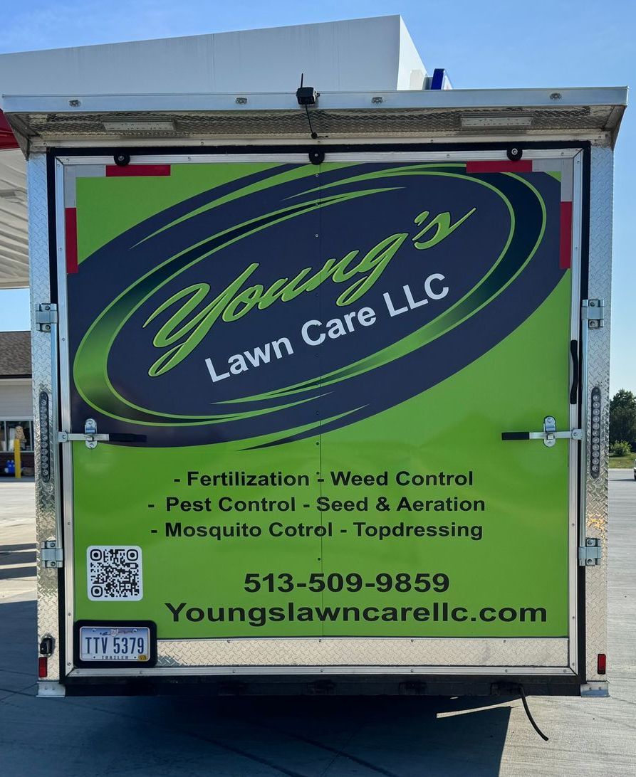 Youngs Lawn Care LLC Trailer and Logo