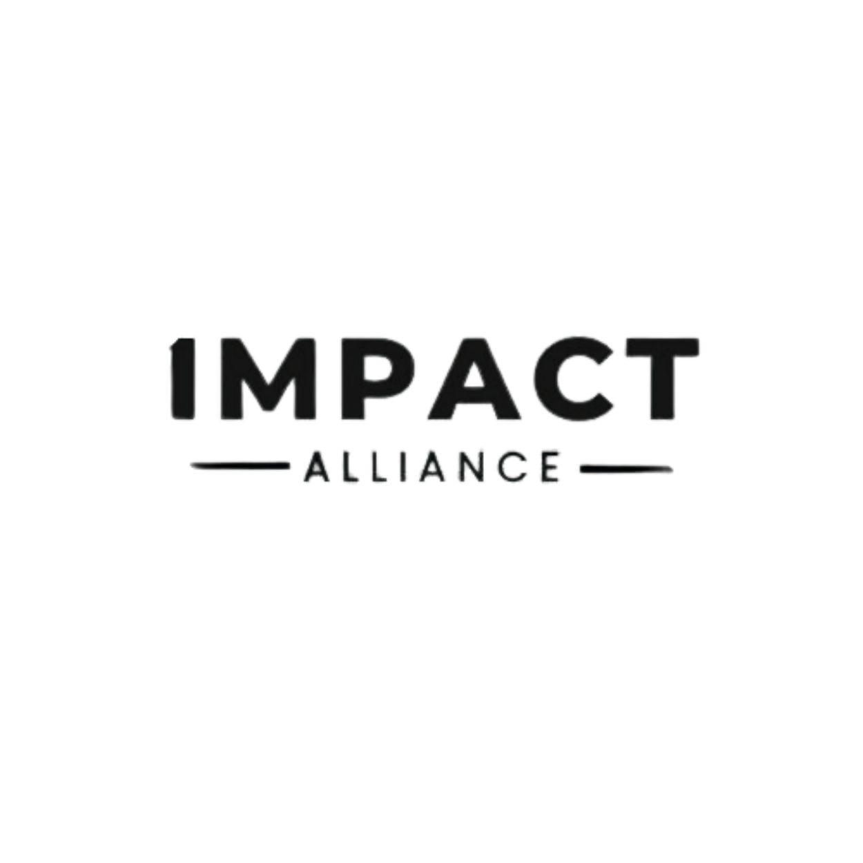Logo for Impact Alliance, black text on white background. The word