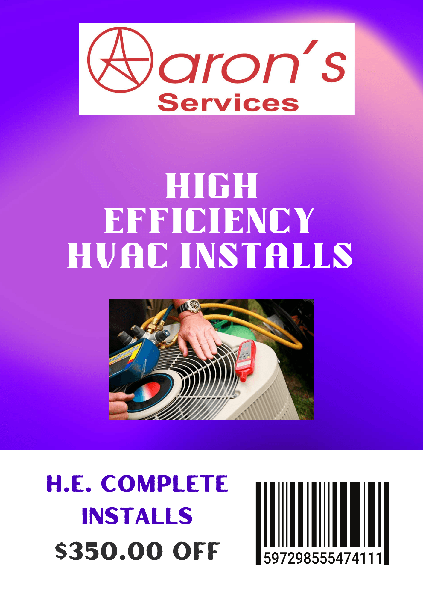 Aaron's High Efficiency HVAC Install Coupon