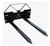 A pair of forks attached to a tractor on a white background.