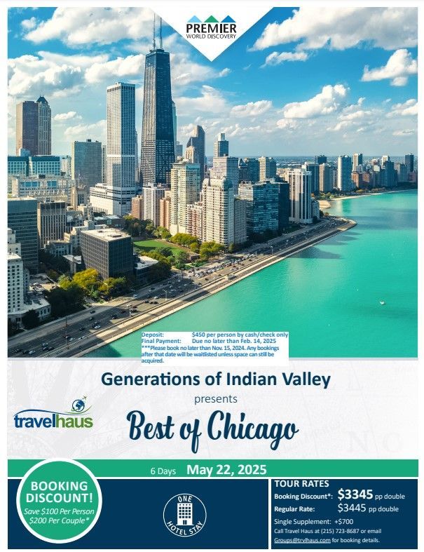 Travel with Generations of Indian Valley on this Best of Chicago Tour