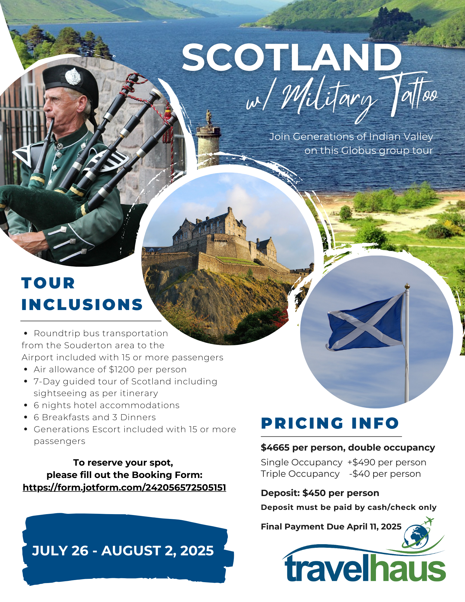 Travel with Generations of Indian Valley on this Scotland Tour