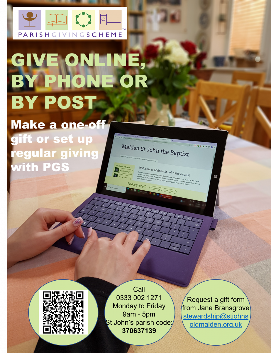 Advertisement: hands using laptop to donate to Paris Giving Scheme; green QR code and contact info.